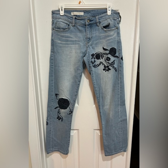 Pilcro and the Letterpress Washed Blue Jeans with Embroidery Anthropologie - Picture 1 of 4